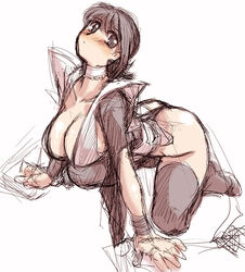  black_hair breasts cleavage ez6 female female iroha_(samurai_spirits) large_breasts maid maid_headdress samurai_spirits 