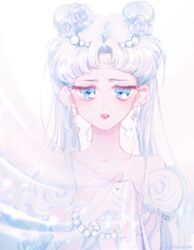  artist_name bad_id bad_twitter_id bare_shoulders bishoujo_senshi_sailor_moon blue_eyes bracelet buruburu18 collarbone crescent crescent_facial_mark curtain_grab curtains detached_sleeves double_bun earrings facial_mark female flower forehead_mark gem hair_bun hair_flower hair_ornament hairclip half-closed_eyes highres jewelry lipstick long_hair makeup parted_bangs parted_lips pearl_(gemstone) pink_lips princess_serenity puffy_short_sleeves puffy_sleeves rose see-through short_sleeves silver_hair solo tsukino_usagi twintails twitter_username upper_body 