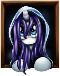  2013 alpha_channel blue_eyes clothing equid equine female feral friendship_is_magic hair hasbro high-roller2108 hood horn mammal my_little_pony mythological_creature mythological_equine mythology purple_hair rarity_(mlp) robe solo unicorn wet_hair window 