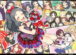  6+girls :p ahoge akagi_miria aqua_eyes araki_hina bare_shoulders birthday black_eyes black_hair blonde_hair blush boots bouquet bow breasts brown_eyes brown_hair choko_omochi cleavage closed_eyes commentary_request dated dress fingersmile flower frilled_dress frills fukuyama_mai glasses gloves green_eyes grey_hair hair_ornament hair_ribbon hairband hairbow hairclip hayasaka_mirei heart highres hyou-kun ichinose_shiki idolmaster idolmaster_cinderella_girls idolmaster_cinderella_girls_starlight_stage iguana jacket koga_koharu kusakabe_wakaba l.m.b.g_(idolmaster) large_breasts light_brown_hair long_hair makihara_shiho mary_cochran matoba_risa multicolored_hair multiple_girls nanjo_hikaru narumiya_yume neck_ribbon oerba_yun_fang ohnuma_kurumi okuyama_saori one_eye_closed open_mouth photo_(object) plaid plaid_dress ponytail purple_hair red_ribbon ribbon rose saejima_kiyomi sakurai_momoka sasaki_chie sato_shin shinohara_rei short_hair short_twintails sleeveless sleeveless_dress smile streaked_hair tachibana_arisu tongue tongue_out twintails twitter_username two-tone_hair ueda_suzuho wavy_hair wavy_mouth white_gloves wrist_cuffs yanase_miyuki yellow_eyes zaizen_tokiko 