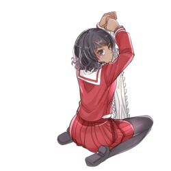  artist_request black_hair brown_eyes dark_skin female kneeling looking_at_viewer looking_back short_hair solo sword to_aru_majutsu_no_index weapon xochitl 