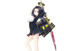  black_hair kantai_collection kiri_frog tatsuta_(kantai_collection) weapon white 