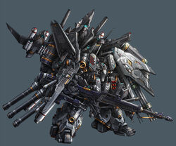  aqua_eyes beam_rifle blue_background cannon canopy_(aircraft) caterpillar_tracks character_request commentary_request copyright_request energy_gun exhaust gatling_gun gun huge_weapon laser_sight magazine_(weapon) mecha minigun missile missile_pod multiple_wielding multishot_rocket_launcher no_humans photoshop_(medium) rifle robot rocket_launcher science_fiction scope shield simple_background standing takamaru_(taka1220) thrusters turret weapon 