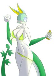  better_version_at_source bikini blush breasts clothing female generation_5_pokemon june_(disambiguation) lotion nintendo pokemon pokemon_(species) r-mk serperior solo surprise swimwear 