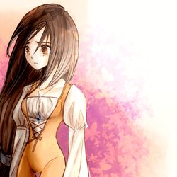  brown_eyes brown_hair commentary_request crystal female final_fantasy final_fantasy_ix garnet_til_alexandros_xvii jewelry long_hair necklace solo standing thigh_gap yadoso 