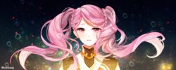  bad_id bad_pixiv_id braid crying crying_with_eyes_open earrings female jewelry kakumeiki_valvrave lieselotte_w._dorssia long_hair looking_at_viewer pink_eyes pink_hair sad_smile sandeul solo tears twintails 