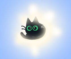  absurd_res ambiguous_gender black_body black_fur curled_up domestic_cat eclipse felid feline felis feral fur green_eyes hi_res little_kitty_(lkbc) little_kitty_big_city mammal mouthless noseless official_art shanhorandraws solo whiskers 