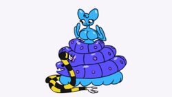  16:9 2d_animation animal_humanoid animated anthro blue_body bubble duo enjoyment female glistening goo_creature grin hair hi_res humanoid loop male multi_arm multi_limb pushing_head reptile reptile_humanoid rubbing scalie scalie_humanoid short_playtime simple_background skeletorskeletonized smile snake_humanoid squish stripes tuft white_background widescreen wobbling 