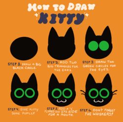  :3 absurd_res ambiguous_gender black_body black_fur english_text feral fur glistening glistening_eyes green_eyes hi_res how-to little_kitty_(lkbc) little_kitty_big_city official_art shanhorandraws simplistic solo text whiskers 