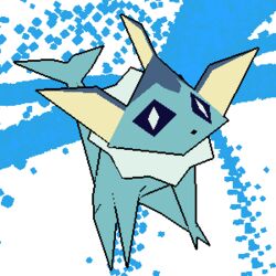  1:1 2022 3d_(artwork) ambiguous_gender animated blue_body blue_eyes digital_media_(artwork) eeveelution feral fin frill_(anatomy) generation_1_pokemon low_poly low_res mega_kot nintendo pokemon pokemon_(species) quadruped simple_background solo tail vaporeon water white_background 