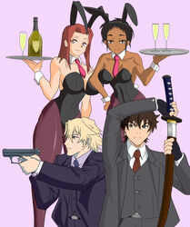  abigail_jones alcohol animal_ears business_suit champagne cynthia_moore edamura_makoto formal great_pretender gun handgun katana laurent_thierry pantyhose playboy_bunny rabbit_ears sawano_kiyoshi suit sword weapon 