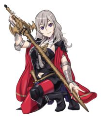  alternate_color armor black_footwear black_shorts boots byleth_(female)_(fire_emblem) byleth_(fire_emblem) closed_mouth clothing_cutout commentary cosplay ebinku edelgard_von_hresvelg edelgard_von_hresvelg_(cosplay) english_commentary female fire_emblem fire_emblem:_three_houses full_body high_heels highres holding holding_sword holding_weapon knee_boots navel navel_cutout pantyhose purple_eyes red_pantyhose short_shorts shorts simple_background smile solo super_smash_bros. sword sword_of_the_creator weapon white_background white_hair 