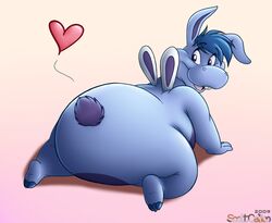  2009 all_fours anthro ass big_butt buckteeth common_hippopotamus disney female fur hair heart_symbol hippopotamid hoppopotamus_(the_wuzzles) hybrid hyper_pear lagomorph leporid looking_back mammal monobutt nude obese obese_anthro obese_female open_mouth overweight overweight_anthro overweight_female paws presenting presenting_hindquarters rabbit rear_view scott_calico scut_tail short_tail signature smile solo tail teeth the_wuzzles wings 