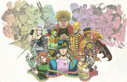  2girls 6+boys alessi anubis_(stand) bad_id bad_pixiv_id boingo chains daniel_j._d&#039;arby devo dio_brando emperor_(stand) enya_geil everyone forever_(jojo) gakuran gray_fly_(jojo) hat hermit_purple hierophant_green high_priestess_(stand) highres hol_horse iggy_(jojo) imposter_captain_tennille j._geil jean_pierre_polnareff jojo_no_kimyou_na_bouken joseph_joestar joseph_joestar_(old) kakyoin_noriaki kujo_jotaro magician&#039;s_red mannish_boy mariah_(jojo) midler mohammed_avdol multiple_boys multiple_girls n&#039;doul oingo pet_shop rubber_soul school_uniform silver_chariot stand_(jojo) star_platinum stardust_crusaders steely_dan terence_t._d&#039;arby the_fool the_world thoth_(stand) tower_of_grey_(stand) vanilla_ice yellow_temperance yuuya_(hakkoniwa) 