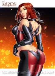  1girls ass ass_cleavage big_ass big_butt bloodrayne butt butt_crack clothed clothed_female clothes clothing dat_ass dhampir female female_only fully_clothed green_eyes looking_at_viewer looking_back majesco medium_hair rayne red_hair solo standing thedarkness tight_clothing uncensored vampire 