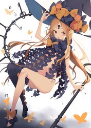  :o abigail_williams_(fate) abigail_williams_(second_ascension)_(fate) arm_up asymmetrical_legwear black_bow black_footwear black_hat black_panties blonde_hair bow commentary_request fate/grand_order fate_(series) female hand_on_headwear hat hat_bow high_heels holding holding_key key long_hair looking_at_viewer murata_konomin orange_bow panties parted_bangs parted_lips polka_dot polka_dot_bow red_eyes revealing_clothes shoes single_thighhigh solo stuffed_animal stuffed_toy teddy_bear thighhighs topless underwear uneven_legwear very_long_hair white_background witch_hat 