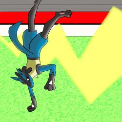  1:1 2020 3_fingers 3_toes absurd_res alternate_version_at_source ambiguous_gender biped darkwolf79 digital_drawing_(artwork) digital_media_(artwork) feet fingers generation_4_pokemon handstand hi_res lucario nintendo pokemon pokemon_(species) red_eyes solo toes 