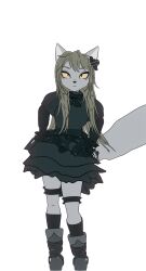  3d_(artwork) 3d_animation alternative_fashion animated animated anthro black_body black_bottomwear black_clothing black_footwear black_topwear blender_(artwork) blender_eevee_(artwork) blonde_hair boots bottomwear bow_tie brown_hair cel_shading claws clothed clothing collared_shirt curvy_figure cute_fangs dancing digital_media_(artwork) domestic_cat dress dress_shirt eyebrows eyelashes fangs fashion felid feline felis female female_anthro flower fluffy footwear freya_(qin) fur goth gothic_lolita grey_body grey_fur grey_hair hair hands_on_waist hi_res hourglass_figure inner_ear_fluff j-fashion legband legwear lolita_(fashion) long_hair loop mammal markings mouth_closed multicolored_body multicolored_fur multicolored_hair multicolored_tail pawpads paws physics plant pointy_ears qin rose_(flower) shaded sharp_teeth shirt shoes short short_playtime simple_background simple_shading skinny skinny_anthro skinny_female skirt smug smug_face socks solo straight_hair swinging tail tail_swing tail_tuft teeth thick_thighs thigh_boots thigh_gap thigh_highs thigh_socks thighband toony topwear tuft waist waistband whiskers white_body white_fur white_hair wide_eyed wide_hips wraps yellow_body yellow_eyes yellow_fur yellow_sclera 
