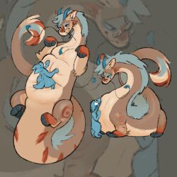  2026 anthro belly belly_rub belly_squish big_belly blue_body blue_fur blue_horn brown_body brown_fur closed_eyes digital_media_(artwork) dragon duo eastern eastern_dragon eye_contact female feral flat_colors fur furred_dragon furred_scalie hand_on_belly horn long_mustache looking_at_another looking_down looking_down_at_another lying macrolee male male/male markings mythological_creature mythological_scalie mythology narrowed_eyes obese obese_female obese_feral on_back orange_markings overweight overweight_female overweight_feral overweight_male paco_(archiepaco) scalie simple_background sitting sitting_on_belly slightly_chubby slightly_chubby_feral slightly_chubby_male squish sticker stuck stuck_under_belly through_wall toony weight_gain weights 