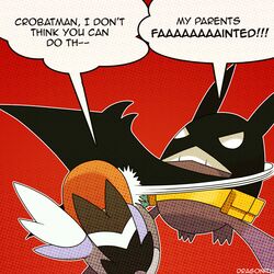  1:1 alternate_species ambiguous_gender avian bat batman batman_(series) bird crobat crossover dc_comics dragonith duo english_text fletchling furrification generation_2_pokemon generation_6_pokemon mammal mask membrane_(anatomy) membranous_wings meme nintendo parody pokemon pokemon_(species) robin_(dc) slap text wings 