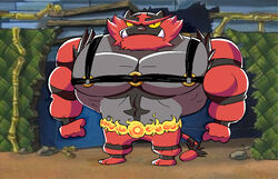  2018 3_toes 4_fingers abs aliasing angry anthro arena biceps big_muscles biped black_fur black_markings black_stripes black_tail brown_nose cheek_tuft chest_markings colosseum crossover daily-incineroar destruction digital_drawing_(artwork) digital_media_(artwork) eyebrows facial_markings fangs featureless_crotch feline fire fist forehead_markings front_view frown full-length_portrait fur fur_tuft grey_fur harness incineroar lighting male mammal markings mostly_nude multicolored_fur muscular muscular_male muscular_thighs neck_muscles nickelodeon nintendo no_sclera parody pecs photo_background plantigrade pok&eacute;mon_(species) pokemon portrait pseudo_clothing red_eyebrows red_fur red_markings red_stripes red_tail rock rubble seats serious shadow slit_pupils solo spongebob_squarepants standing stare striped_fur striped_tail stripes toes toony triceps tuft two_tone_tail unibrow video_games yellow_eyes 