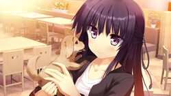  animal black_hair blush canine game_cg kamishiro_touko koiken_otome long_hair tateha 