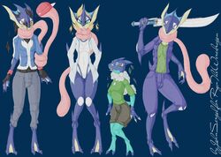  ash_(character) cursed greninja johnsergal max_(character) misty_(character) nintendo pokemon satoshi_(character) sword transformation video_games weapon 