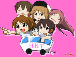  black_eyes brown_eyes brown_hair car hirasawa_ui k-on! long_hair manabe_nodoka miura_akane muumiso pink short_hair suzuki_jun tachibana_himeko 