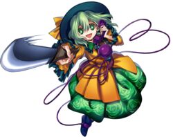  :d aiming aiming_at_viewer bow female floral_print frilled_shirt_collar frilled_sleeves frills full_body green_eyes green_hair hair_between_eyes harukawa_moe hat hat_bow holding holding_phone knife komeiji_koishi long_sleeves looking_at_viewer mary-san official_art open_mouth phone rose_print shirt short_hair skirt smile solo third_eye third_eye_on_chest touhou transparent_background urban_legend_in_limbo weapon yellow_bow 