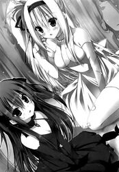  2girls claire_rouge monochrome multiple_girls rinslet_laurenfrost seirei_tsukai_no_blade_dance 