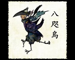  bad_id bad_pixiv_id bird_legs extra_legs fine_art_parody nihonga original parody shiro_(reptil) solo traditional_youkai white_hair yatagarasu 