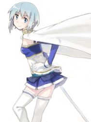  armband bad_drawr_id bad_id bad_link blue_eyes blue_hair cape female gloves magical_girl mahou_shoujo_madoka_magica mahou_shoujo_madoka_magica_(anime) miki_sayaka miki_sayaka_(magical_girl) oekaki short_hair solo sword thighhighs weapon yoplait zettai_ryouiki 