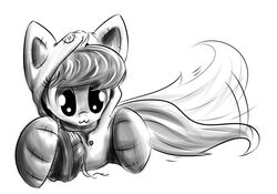  2013 :3 clothing costume equid equine female friendship_is_magic greyscale hair happy hasbro high-roller2108 horse lying mammal monochrome my_little_pony octavia_(mlp) on_front pony smile solo 