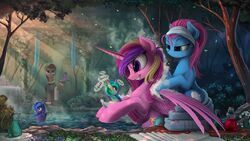  2015 alicorn bath blue_body blue_hair bow_tie cross-popping_vein cutie_mark detailed_background earth_pony equid equine feathered_wings feathers female feral flower forest friendship_is_magic fur group hair hasbro hi_res horn horse light light_beam long_hair lotus_(mlp) male mammal multicolored_hair my_little_pony mythological_creature mythological_equine mythology pink_body pink_wings plant pony potion princess_cadance_(mlp) princess_celestia_(mlp) princess_luna_(mlp) purple_body purple_fur purple_hair rubber_duck ruins steam sunbeam sunlight tree twilight_sparkle_(mlp) two_tone_hair washing_back water wet_mane wings yakovlev-vad 