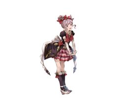  bow bowtie brown_eyes curly_hair female flower full_body granblue_fantasy heart linaria_(granblue_fantasy) minaba_hideo official_art open_mouth pink_hair ponytail rose socks solo transparent_background 