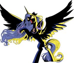  absurd_res alicorn alpha_channel angry blue_body blue_feathers brunursus equid equine feathered_wings feathers female feral friendship_is_magic hasbro hi_res horn mammal my_little_pony mythological_creature mythological_equine mythology princess_luna_(mlp) simple_background solo transparent_background wings 