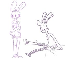  2d_animation alternate_species animated anthro beanie_(roommates) bonnie_(fnaf) bonworth_(roommates) bottomwear boxers_(clothing) brother_(lore) brother_and_sister_(lore) buckteeth clothing crossed_arms digital_drawing_(artwork) digital_media_(artwork) disembodied_hand duo female five_nights_at_freddy&#039;s furrification heart_boxers heart_clothing heart_symbol heart_underwear hoodie lagomorph leporid male mammal pants pompadour prosthetic prosthetic_leg prosthetic_limb rabbit roommates:motha scottgames short_playtime sibling_(lore) sister_(lore) sitting standing teeth the_weaver topwear underwear vest weaver_bonnie 