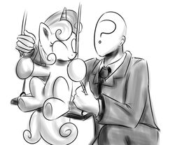  2013 anonymous closed_eyes clothing duo equid equine female feral friendship_is_magic greyscale hair happy hasbro high-roller2108 horn horse human male mammal monochrome my_little_pony mythological_creature mythological_equine mythology pony smile suit sweetie_belle_(mlp) swing unicorn 