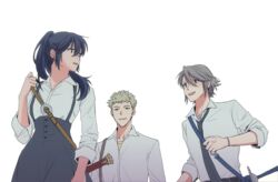  2boys alternate_costume bad_id bad_twitter_id blonde_hair blue_eyes blue_hair contemporary cousins falchion_(fire_emblem) female fire_emblem fire_emblem_awakening inigo_(fire_emblem) long_hair lucina_(fire_emblem) multiple_boys open_mouth owain_(fire_emblem) ponytail red_eyes red_hair short_hair smile sophie_(693432) twintails white_background 