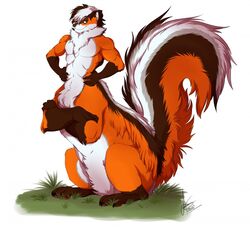  agropuer canid canid_taur canine canine_taur crossed_arms fox fox_taur fur grass hybrid male mammal mammal_taur mephitid mephitid_taur nietofox plant red_body red_fur skunk skunk_taur solo taur 