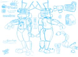  blue_and_white cable clip_studio_paint_(artwork) computer computron digital_media_(artwork) doodledoggy electronics hi_res humanoid keyboard machine monochrome newton_(doodledoggy) power_outlet robot robot_anthro robot_humanoid toony 