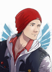  1boy beanie commentary_request delsin_rowe hat highres infamous infamous_second_son jiuda male_focus smile solo yellow_eyes 