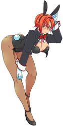  animal_ears ass breasts cleavage commentary_request eroe fake_animal_ears female full_body genderswap_(mtf) gloves high_heels igarashi_kyou_(eroe) large_breasts looking_at_viewer orange_hair original pantyhose photoshop_(medium) playboy_bunny rabbit_ears rabbit_tail rule_63 short_hair simple_background smile solo tail white_background white_gloves yellow_eyes 