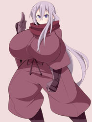  breasts dragon_yukano female gigantic_breasts lavender_hair long_hair ninja ninja_slayer purple_eyes scarf serious solo ushi 