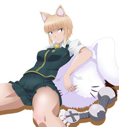  absurdres akou_(phoenix777) animal_ears blonde_hair brown_eyes cat_ears commentary_request female highres kuraishi_tanpopo solo thighs witch_craft_works 