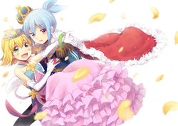  amitie amitie_(puyopuyo) blue_eyes female green_eyes princess_carry red_eyes sig sig_(puyopuyo) smile 