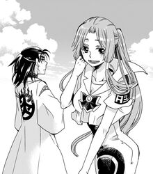  1boy aged_up alternate_hair_length alternate_hairstyle aria_(manga) aria_company_uniform blouse commentary_request dress female greyscale hair_tubes half_updo izumo_akatsuki kagura_(anomalo-anima) long_dress long_hair mizunashi_akari monochrome ponytail sailor_collar shirt short_sleeves sidelocks uniform very_long_hair 