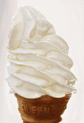  close-up commentary_request english_text food food_focus humohumoelmo ice_cream ice_cream_cone no_humans original photorealistic realistic soft_serve solo white_background 