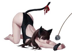  animal_ears ass back back_cutout bad_id bad_instagram_id bare_hips bare_legs bare_shoulders barefoot bell black_eyes black_hair black_hairband black_scrunchie blunt_bangs breast_press breasts cat_ears cat_tail cat_teaser clenched_hands clothing_cutout dongho_kang fake_animal_ears fake_tail female from_side full_body hairband high_ponytail highleg highleg_leotard jingle_bell leotard long_hair looking_away looking_to_the_side medium_breasts mole mole_on_nose original outstretched_arms own_hands_together ponytail red_ribbon ribbon scrunchie sideboob simple_background solo tail tail_bell tail_ornament tail_ribbon top-down_bottom-up v_arms white_background wrist_scrunchie 