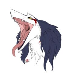  alpha_channel cheek_tuft ears_down epicwang facial_tuft fangs female fluffy gaping_mouth hair long_hair long_tongue looking_at_viewer mouth_shot open_mouth pivoted_ears rain_silves scar sergal sharp_teeth simple_background solo teeth throat tongue tongue_out transparent_background tuft yellow_eyes 